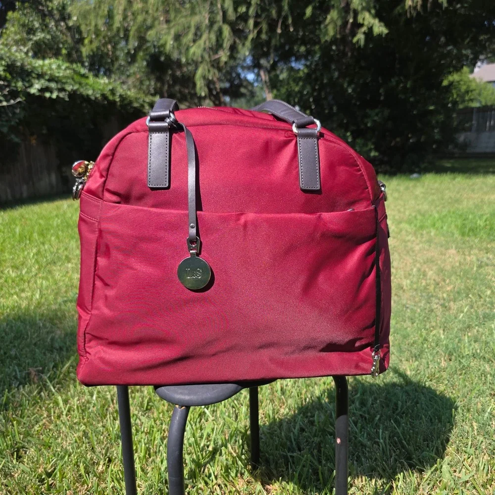 Lo & Sons The OG 2 Laptop Bag Crimson Red Nylon Travel Tote Overnight Bag